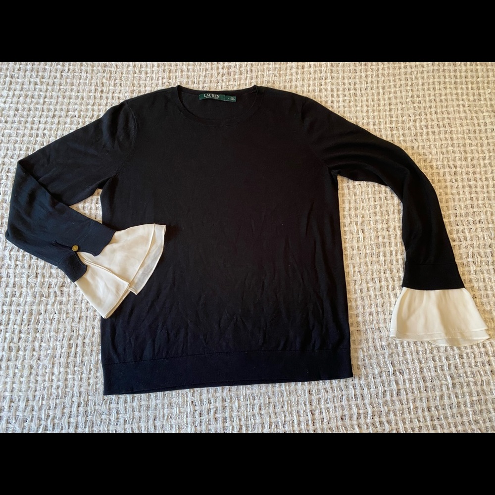 Ralph Lauren black sweater with sleeve detail - size L